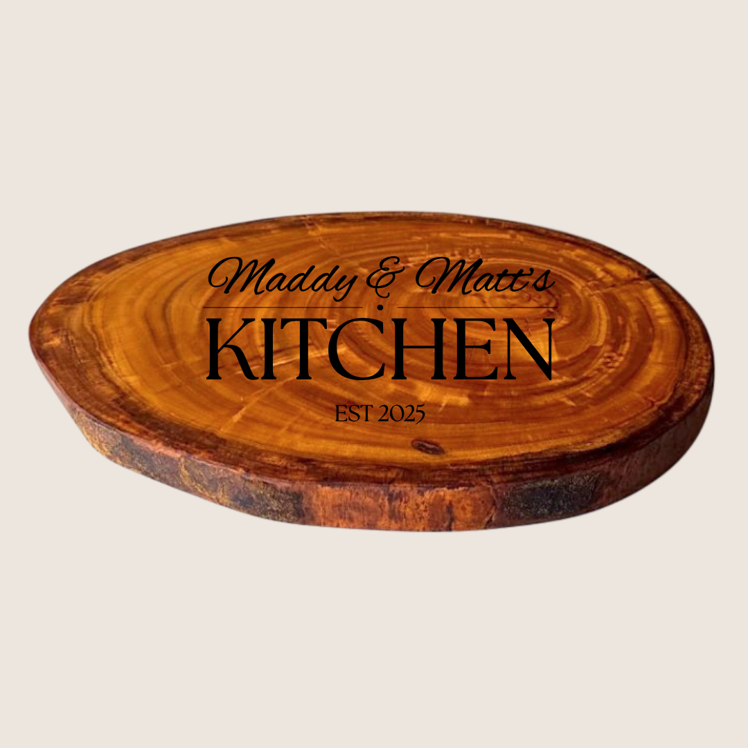 Personalised Rustic Round Wooden Cutting Board – 30cm | Handmade Gift, Sustainable Wood