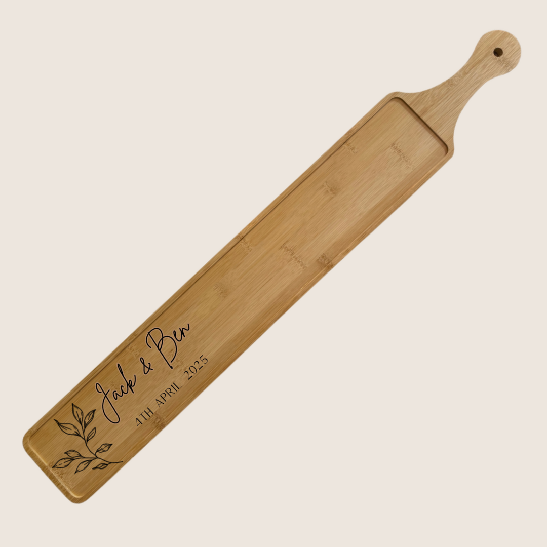 Personalised Natural Wood Cheese, Charcuterie Rustic Display Board - 45cm, 60cm, 65cm