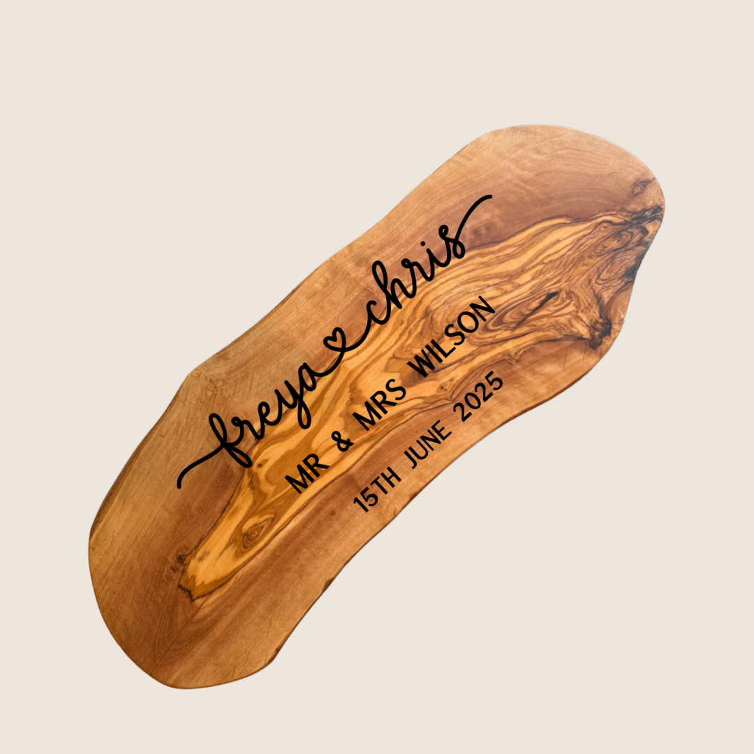 Personalised Rustic Wooden Cutting Board – 40cm, 45cm, 50cm | Handmade Gift, Sustainable Wood