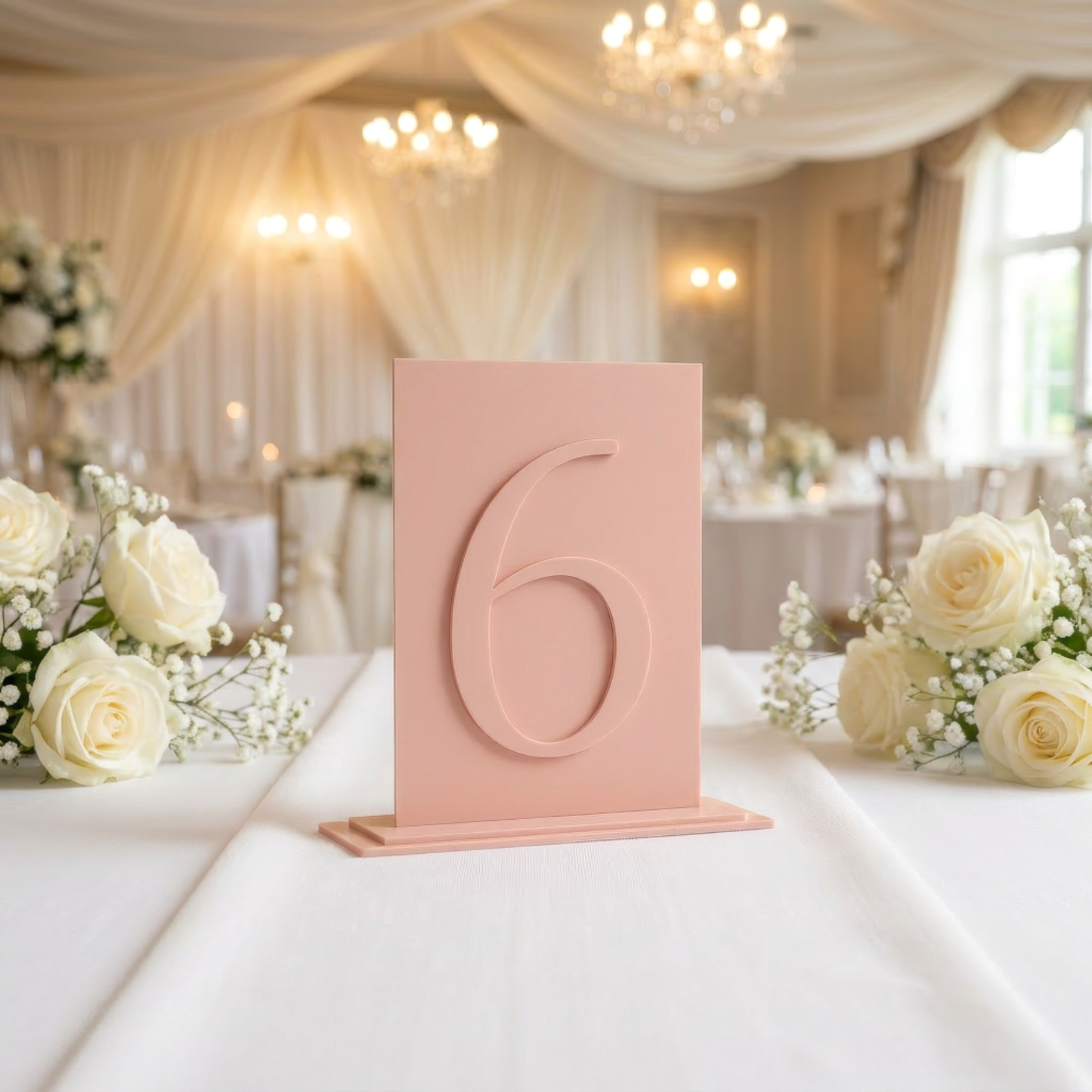 Rectangle Acrylic Table Numbers – Raised Lettering with Base