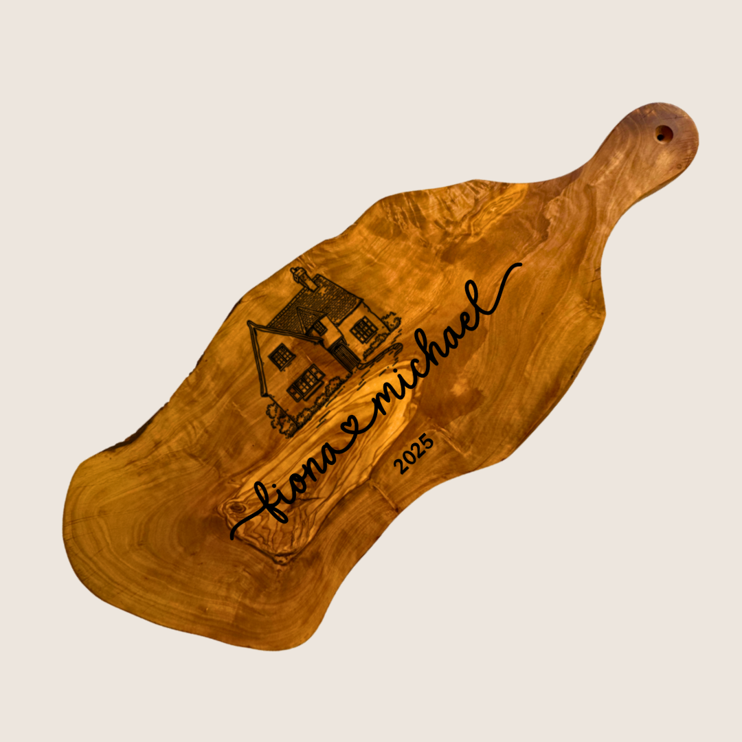 Personalised Rustic Wooden Cutting Board with Handle – 40cm, 45cm | Handmade Gift, Sustainable Wood - 40cm, 45 cm