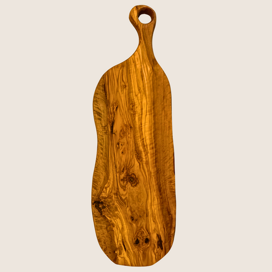 Personalised Rustic Wooden Cutting Board with Round Handle – 45cm, 50cm, 60cm | Handmade Gift, Sustainable Wood