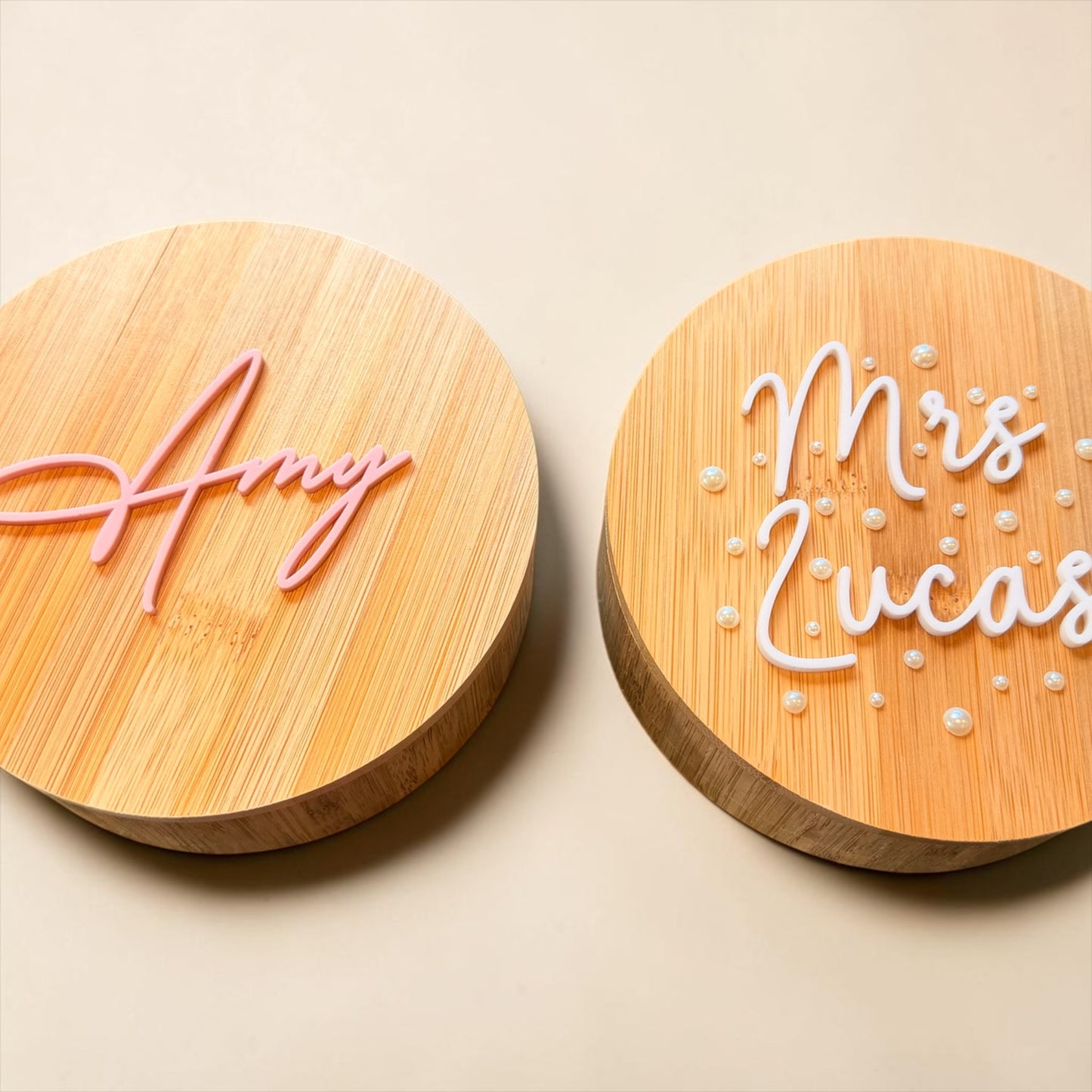 Personalised Round Bamboo Jewellery Box