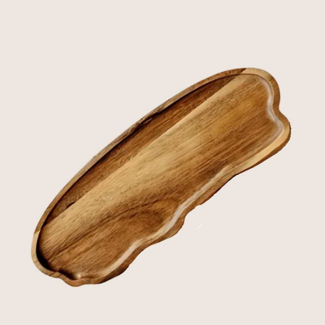 Personalised Elegant Wooden Oval Serving Tray – 29cm | Natural Rustic Tableware