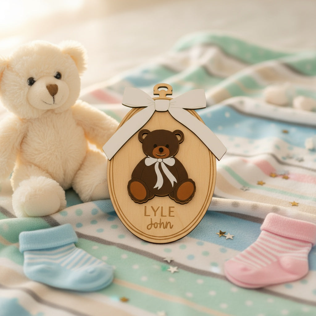 Teddy Bear Name Sign / Baby Announcement Plaque