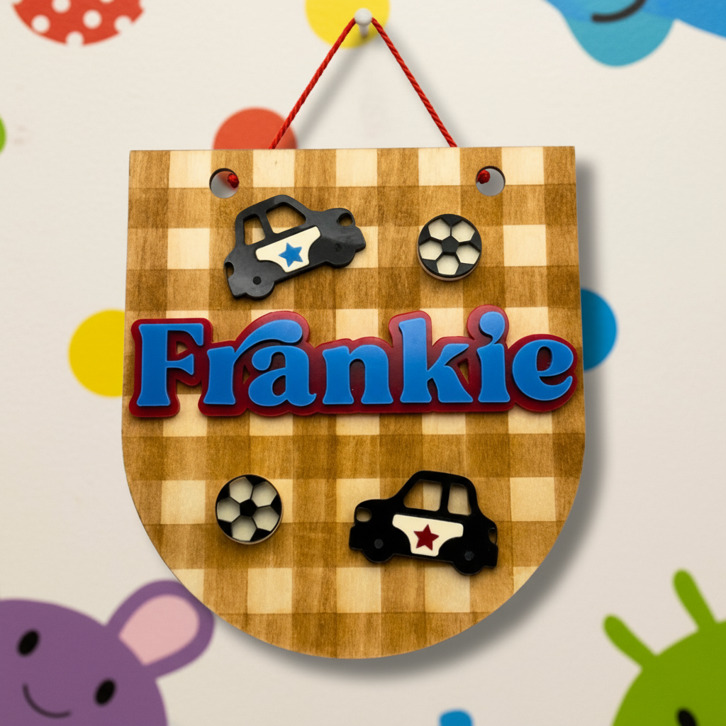 Personalised Children's Room Sign - Cars & Football