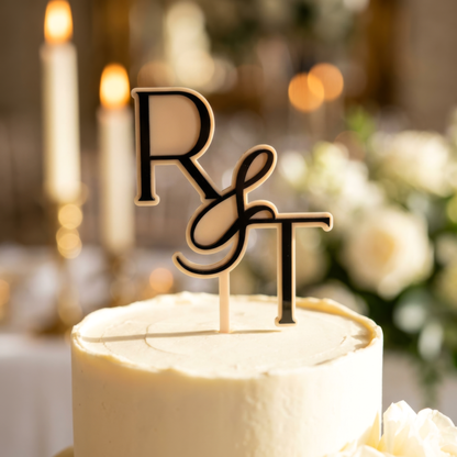 Personalised Acrylic Initials Wedding Cake Topper | Monogram Cake Decoration