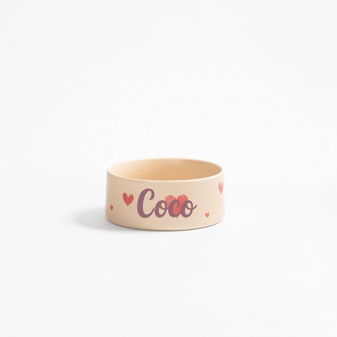 Personalised Cosy Hearts Pet Bowl – Ceramic | Small & Large