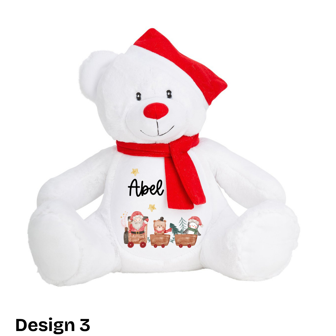 Personalised Plush White Christmas Teddy Bear