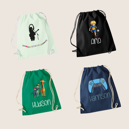 Personalised Drawstring Bag – Custom Name & Design | 14 Colours | Kids PE Bag, Dance, Gym, School, Sports, Gifts