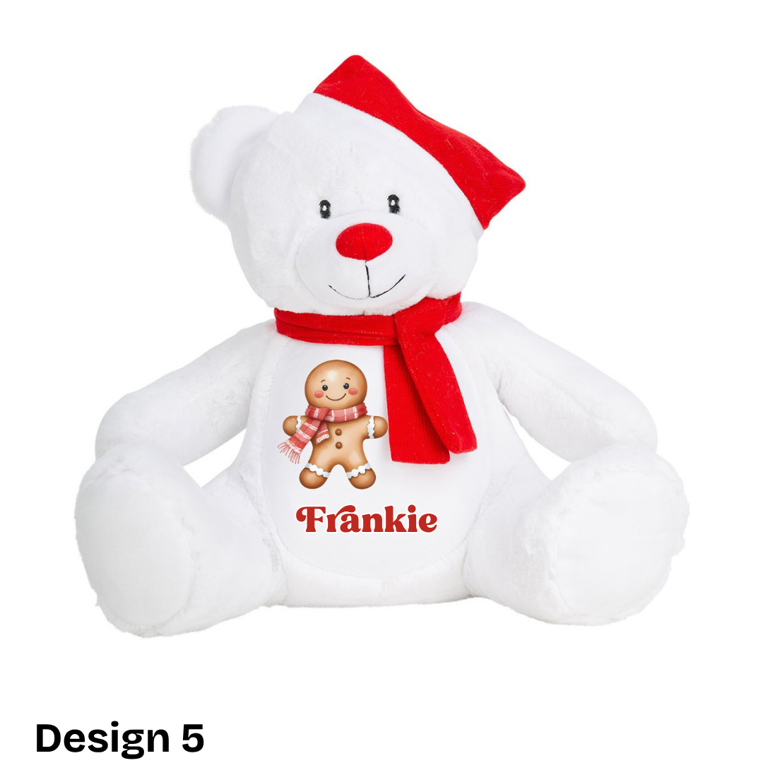 Personalised Plush White Christmas Teddy Bear