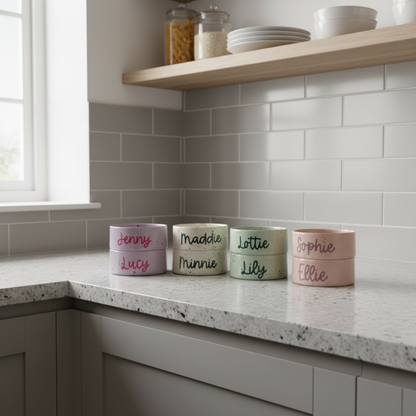 Personalised Party Pet Bowl – Ceramic Pet Bowl – Small & Large - 5 colours