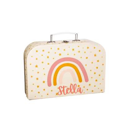 Personalised Kids Tea Set - Rainbow Star Suitcase
