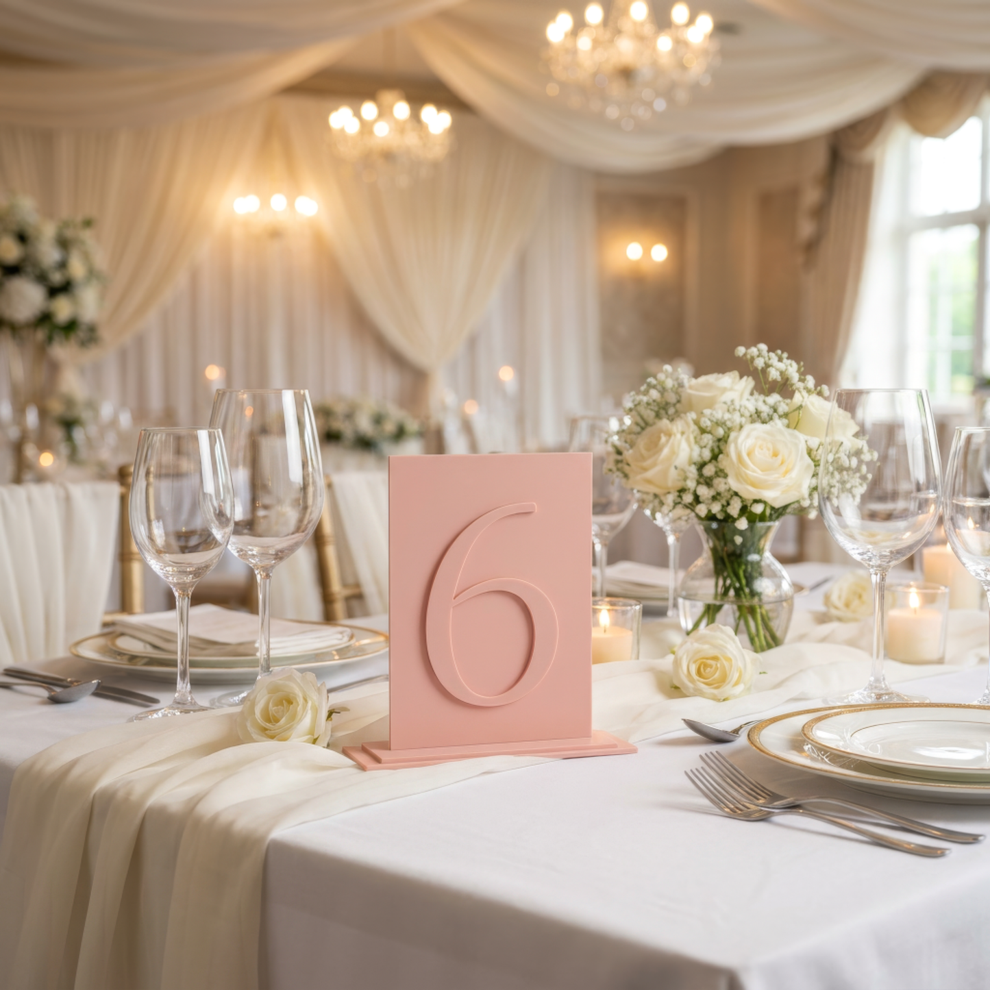 Rectangle Acrylic Table Numbers – Raised Lettering with Base