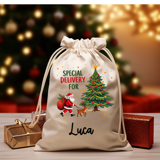 Cream Cotton Santa Sack