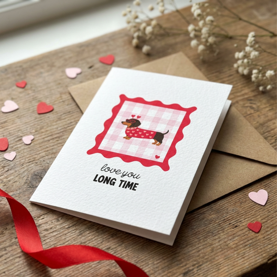 Dachshund Love You Longtime Valentines Card