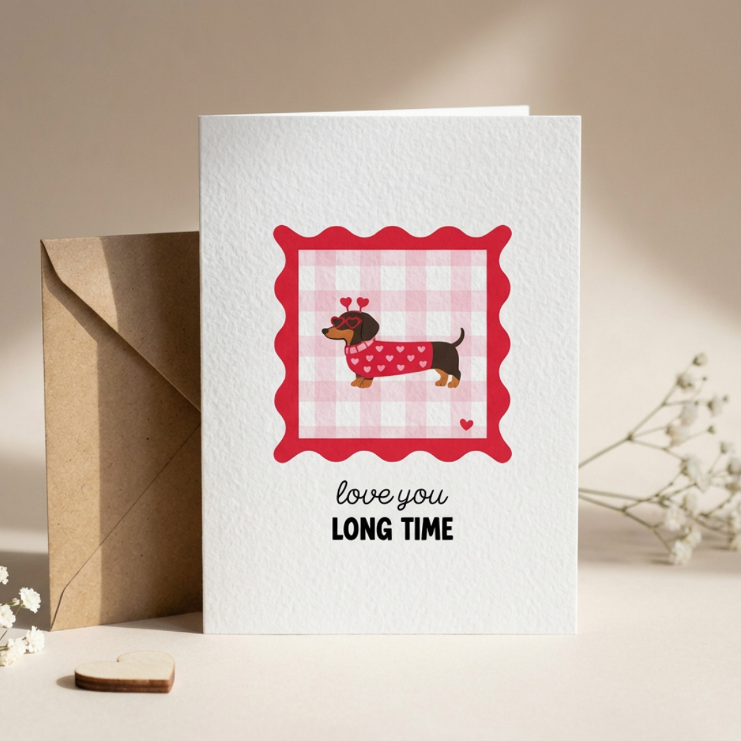 Dachshund Love You Longtime Valentines Card
