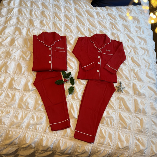 Personalised Embroidered Red Pyjamas 