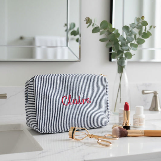Personalised Embroidered Makeup Bag – Custom Name Cosmetic Pouch