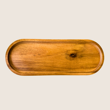 Personalised Elegant Wooden Oval Serving Tray – 29cm | Natural Rustic Tableware