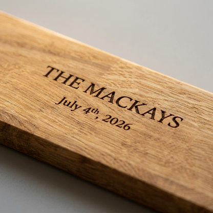 Personalised Wedding Shot Ski Board – Engraved Oak Wedding Keepsake Gift