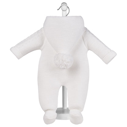 Personalised Baby Knitted Pramsuit | Embroidered Custom Name  | Hooded Newborn Outfit | Luxury Baby Gift UK