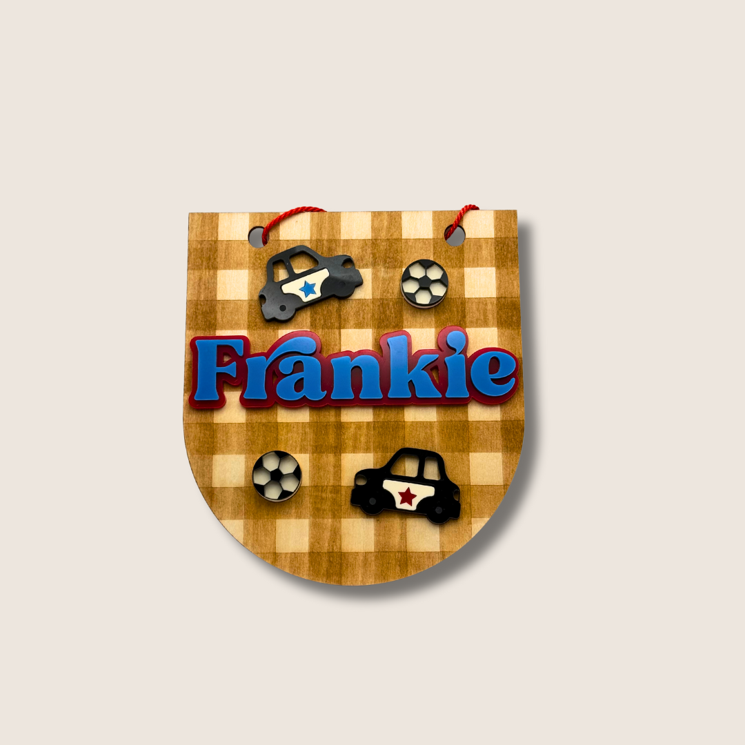 Personalised Children's Room Sign - Cars & Football