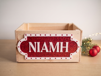 Personalised Christmas Name Plaque | Red Glitter Acrylic Christmas Sign