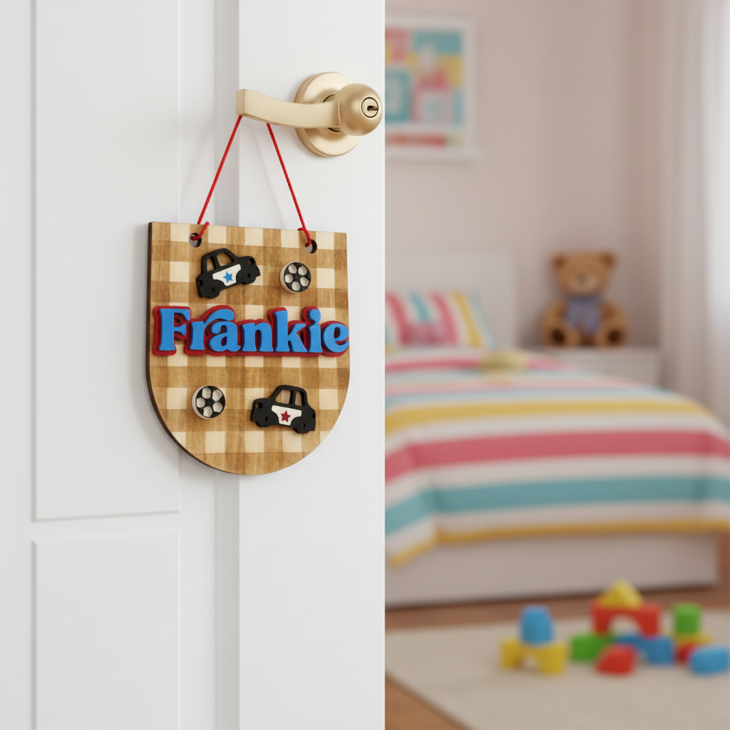 Personalised Children's Room Sign - Cars & Football