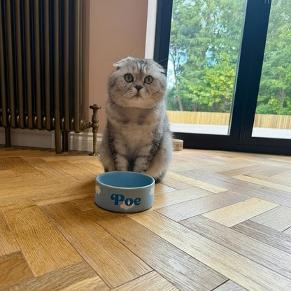 Personalised Cloud Pet Bowl – Ceramic | 2 Colours | Small & Large