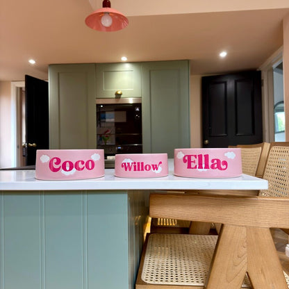Personalised Cloud Pet Bowl – Ceramic | 2 Colours | Small & Large
