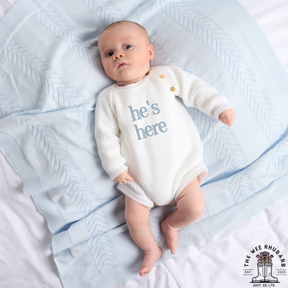 Personalised Baby Knitted Romper | Embroidered Custom Name Bodysuit | Soft Cotton Newborn Outfit | Baby Shower Gift UK