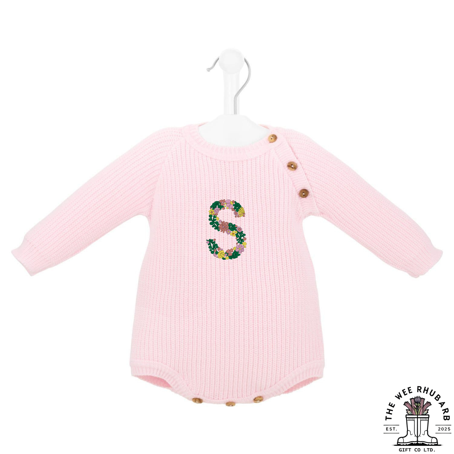 Personalised Baby Knitted Romper | Embroidered Custom Name Bodysuit | Soft Cotton Newborn Outfit | Baby Shower Gift UK
