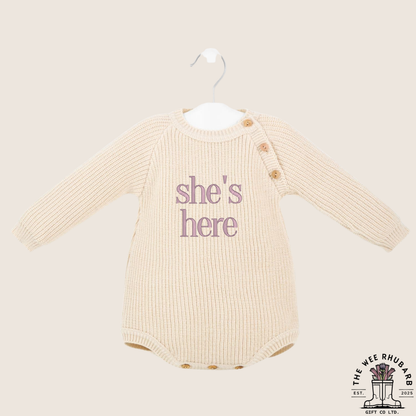 Personalised Baby Knitted Romper | Embroidered Custom Name Bodysuit | Soft Cotton Newborn Outfit | Baby Shower Gift UK