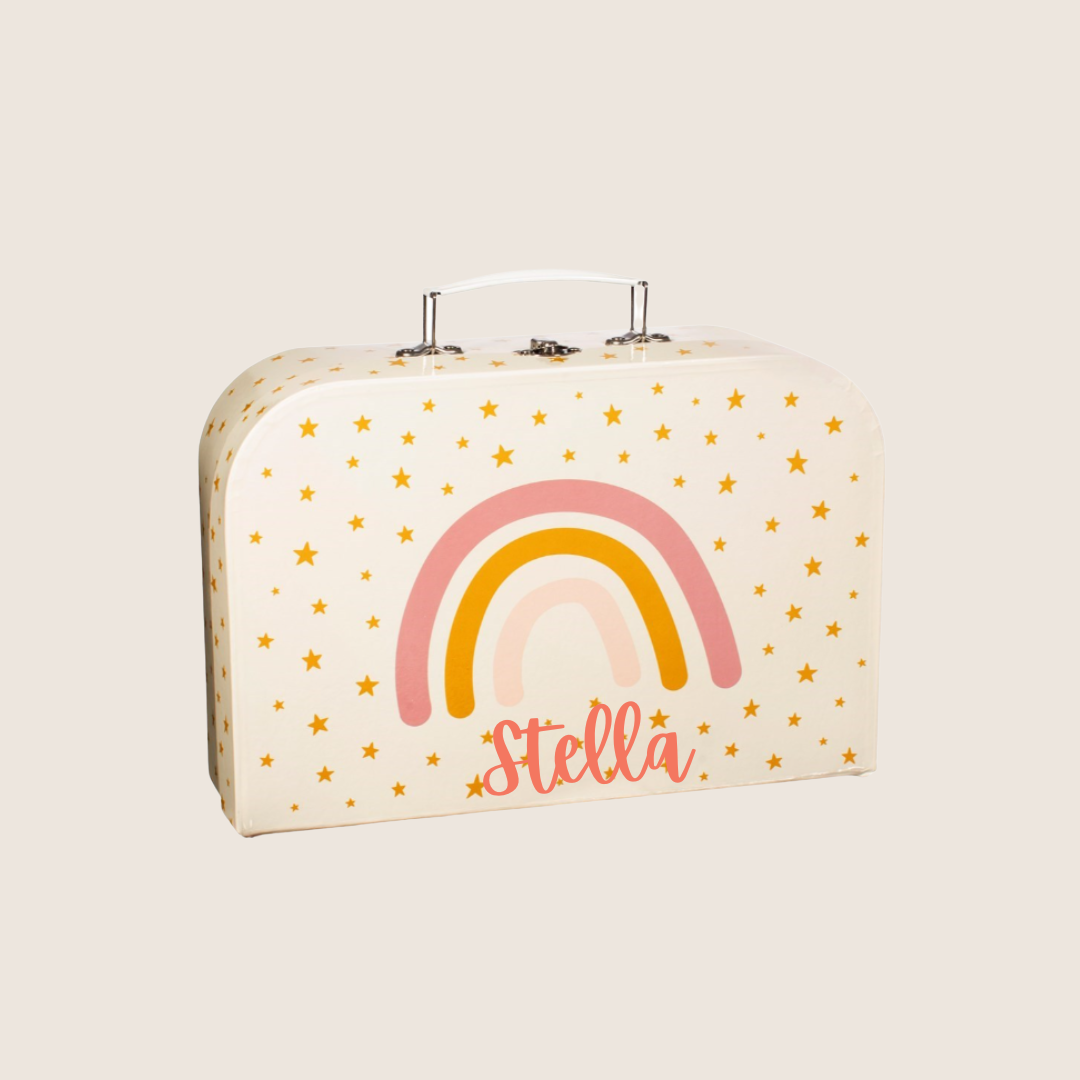 Personalised Kids Tea Set - Rainbow Star Suitcase