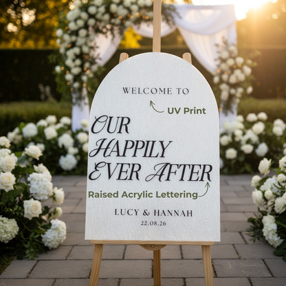 Personalised Arch Wedding Welcome Sign – Pearl Premium Acrylic