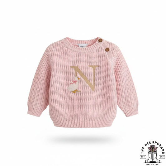 Personalised Baby Knitted Jumper | Embroidered Custom Name Baby Sweater | Soft Cotton Newborn Outfit | Baby Gift UK